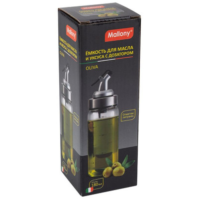Емкость для масла и уксуса OLIVA 180мл стеклянная с дозатором MALLONY 109036-3