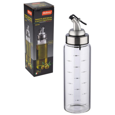 Емкость для масла и уксуса OLIVA 300мл стеклянная с дозатором MALLONY 109037