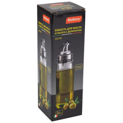 Емкость для масла и уксуса OLIVA 300мл стеклянная с дозатором MALLONY 109037-3