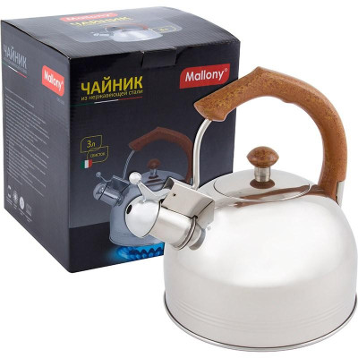 Чайник из нерж.стали DJB-3293 (3,0 литра, со свистком, капсульное дно) MALLONY 900062