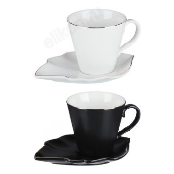 Набор чайный MILLIMI Лист блек/вайт 802-094 2пр