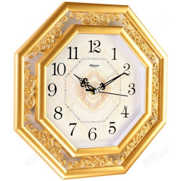 Часы настенные Mirron F773A ЗБ, пластик, золотистые