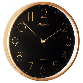 Часы настенные Mirron P3218А ЗЧ, пластик, золотистые
