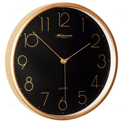 Часы настенные Mirron P3218А ЗЧ, пластик, золотистые