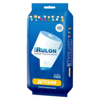 Бумага туалетная влажная MON RULON детская 50шт