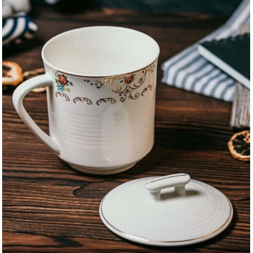 Кружка с крышкой MCC-005/037/039 370мЛ узор