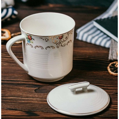 Кружка с крышкой MCC-005/037/039 370мЛ узор