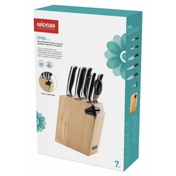 Набор ножей (7 предм, подставка с ножеточкой) серия URSA NADOBA 722616-7