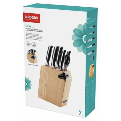 Набор ножей (7 предм, подставка с ножеточкой) серия URSA NADOBA 722616-7