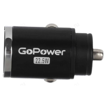 Зарядка авто GoPower GPQC12 1USB+1TYPE-C чёрный