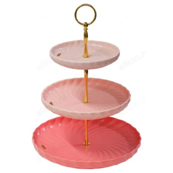 Фруктовница 3-х ярусная Fresh Taste Pink d=26/20,5/15см h=34см фарфор 1730291-1