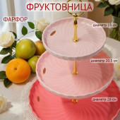Фруктовница 3-х ярусная Fresh Taste Pink d=26/20,5/15см h=34см фарфор 1730291