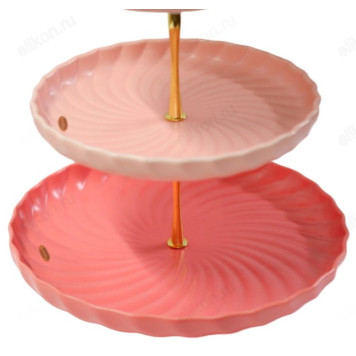 Фруктовница 3-х ярусная Fresh Taste Pink d=26/20,5/15см h=34см фарфор 1730291-2