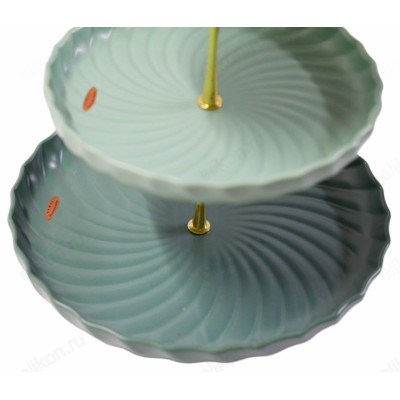 Фруктовница 3-х ярусная Fresh Taste Green d=26/20,5/15см h=34см фарфор 1730292-2