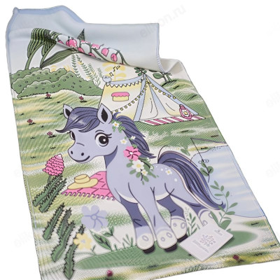 Полотенце лён/махра с петлей 35*75см Лошадь 29018-1