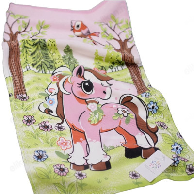 Полотенце лён/махра с петлей 35*75см Лошадь 29018