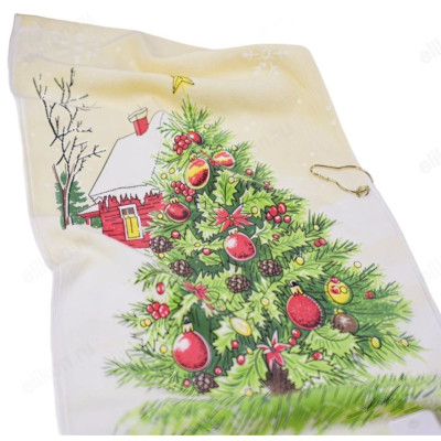 Полотенце лён/махра с крючком 35*75см Merry Christmas 29020-1