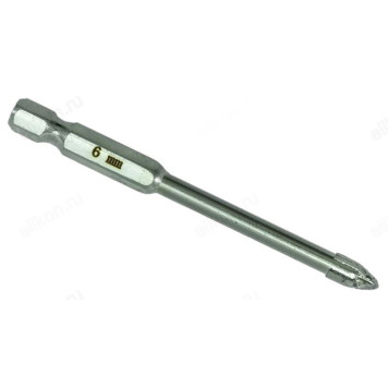 Сверло по стеклу и керамике 4-х гранное 6*75мм 3005106