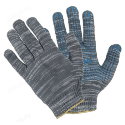 Перчатки вязаные DGC019S FIBERON с ПВХ-точкой 75 г 7,5класс серые 34454