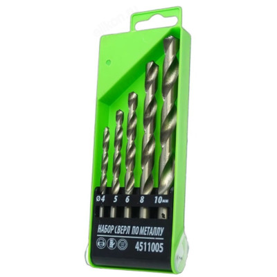 Набор сверл по металлу 5 шт (4;5;6;8;10мм) 4511005