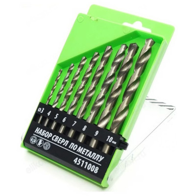 Набор сверл по металлу 8 шт (3;4;5;6;8;9;10мм) 4511008