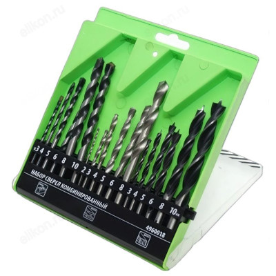 Набор сверл комбинированный 18 шт (металл, дерево, бетон) 4960018