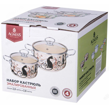 Набор кастрюль эмаль Agness Вивьен 934-711 4пр-3
