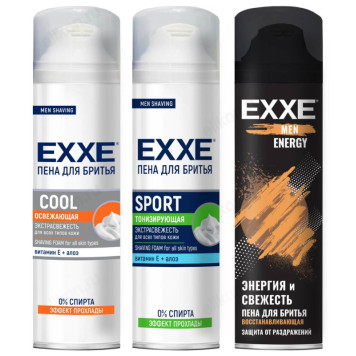 Пена для бритья Exxe Cool/Sport/Energy, 200 мл