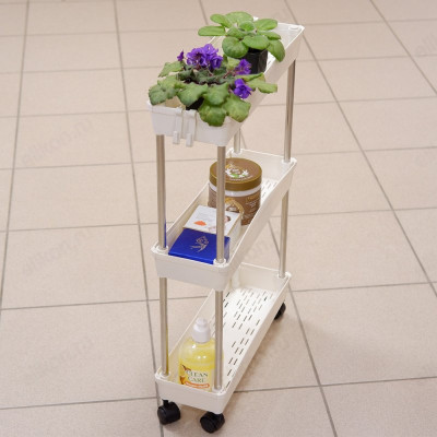 Этажерка 4-х ярусная металл/пластик на колесах