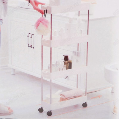 Этажерка 4-х ярусная металл/пластик на колесах-5