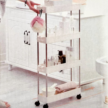 Этажерка 4-х ярусная металл/пластик на колесах-7