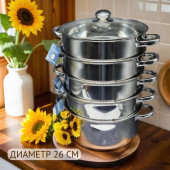 Мантоварка стальная FESSLE FE-8008.26 26см 4 секции Мантоварка стальная FESSLE FE-8008.26 26см 4 секции