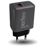 Зарядка сетевая Perfeo USB, QC3.0, 18W, серый (I4667)