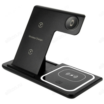 Зарядка беспроводная Perfeo (PF_D1156) 3 в 1, LED, черный-1