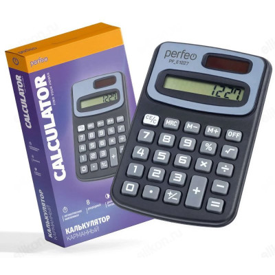 Калькулятор Perfeo PF_E1227, карманный, 8-разр.,черный