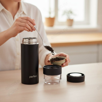 Термос металл PERFEO 0,4 л., нержавеющая сталь (PF_E1369) с фильтром черный-5