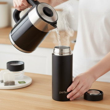 Термос металл PERFEO 0,4 л., нержавеющая сталь (PF_E1369) с фильтром черный-6
