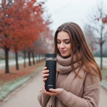 Термос металл PERFEO 0,4 л., нержавеющая сталь (PF_E1369) с фильтром черный-7