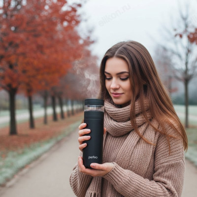 Термос металл PERFEO 0,4 л., нержавеющая сталь (PF_E1369) с фильтром черный-7