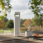 Термос металл PERFEO 0,4 л., нержавеющая сталь (PF_E1370) с фильтром белый