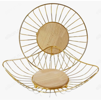 Фруктовница металлическая с бамбуковым дном-1