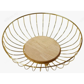 Фруктовница металлическая с бамбуковым дном-3