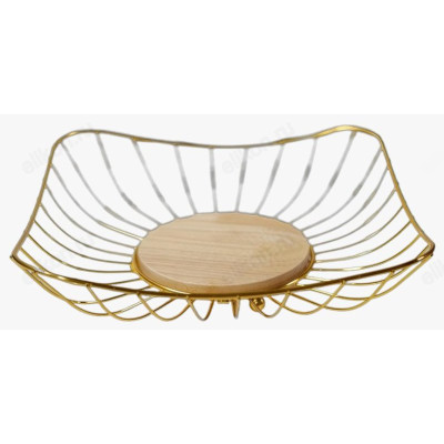Фруктовница металлическая с бамбуковым дном-5