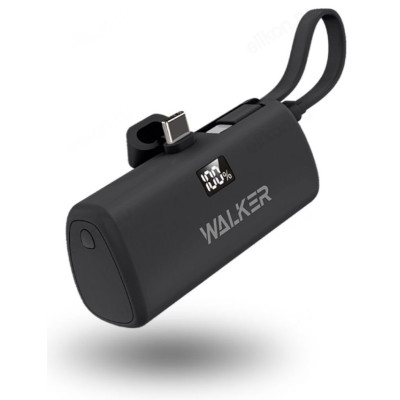 Power Bank 5000 mAh Walker WB-965 Mini, 20Вт, Li-Pol, Type-Cх2, PD, дисплей, черный