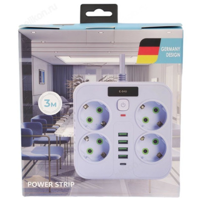 Фильтр сетевой 4 роз. 4 USB 3м Zk-577-3