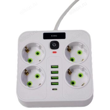 Фильтр сетевой 4 роз. 4 USB 3м Zk-577