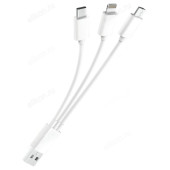 Кабель USB - micro USB+8pin+Type-C 0,2м 2.1A OLMIO
