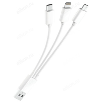 Кабель USB 2.0 - 3-в-1, microUSB/lightning/typeC, 0.2м, 2.1A, OLMIO