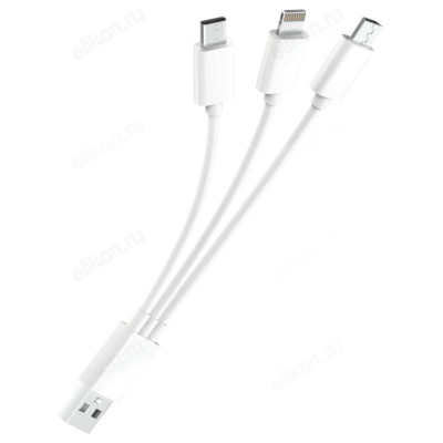 Кабель USB 2.0 - 3-в-1, microUSB/lightning/typeC, 0.2м, 2.1A, OLMIO