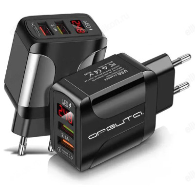 Зарядка сетевая Орбита OT-APU59 3000mA 2USB, QC3.0 черн.